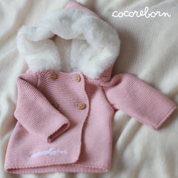 Pink Hooded Knit Coat