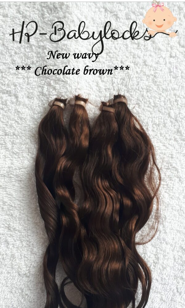Cabello de Mohair Heike Polittz marrón chocolate ondulado